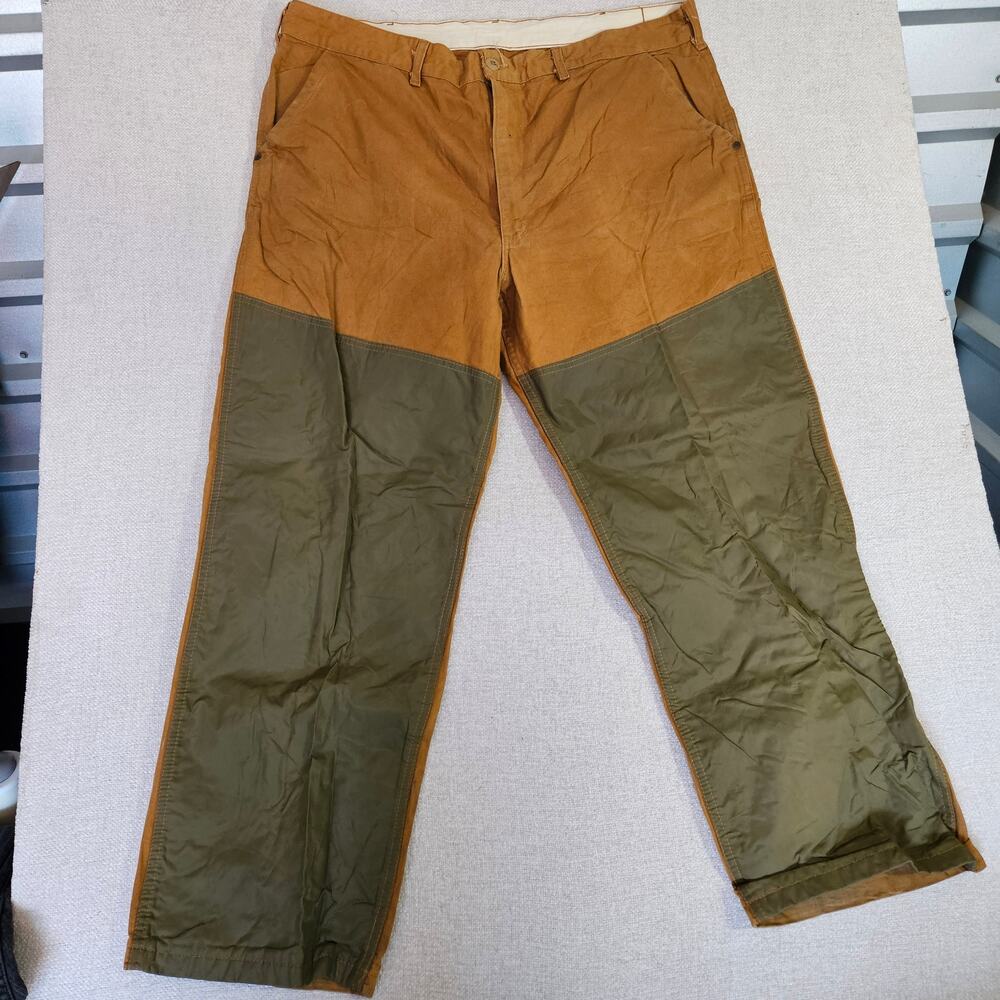 Vintage SafTbak Hunting Brush Pants 42x30 Brown Reinforced